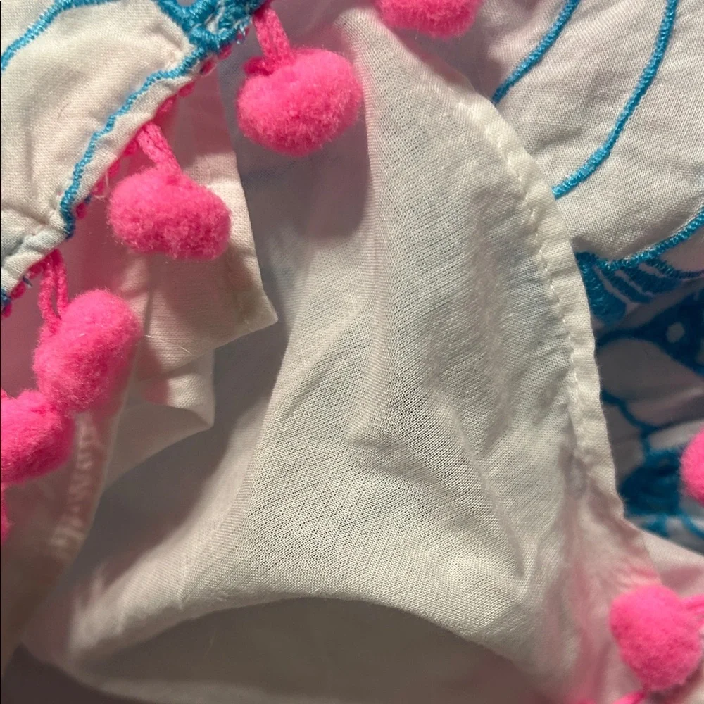 🎠Lilly Pulitzer Embroidered Fabric Addilyn one shoulder eyelet Pom Pom dress S - Picture 12 of 12